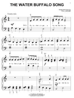page one of The Water Buffalo Song (Big Note Piano)