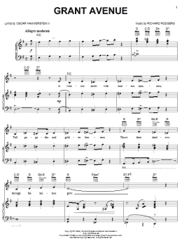 page one of Grant Avenue (Piano, Vocal & Guitar Chords (Right-Hand Melody))
