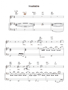 page one of Insatiable (Piano, Vocal & Guitar Chords)
