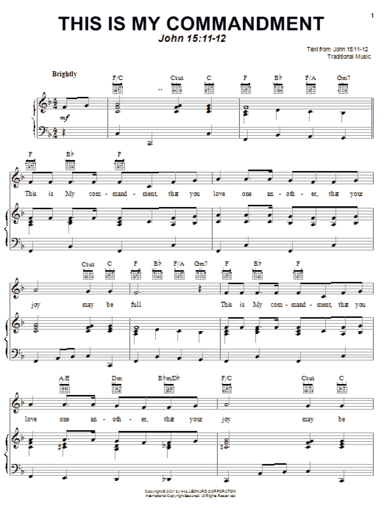This Is My Commandment (Piano, Vocal & Guitar Chords (Right-Hand Melody))