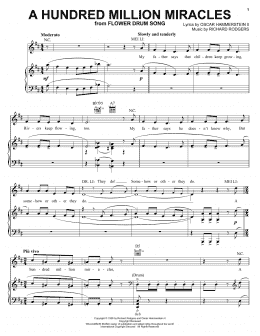 page one of A Hundred Million Miracles (Piano, Vocal & Guitar Chords (Right-Hand Melody))