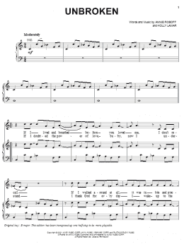 page one of Unbroken (Piano, Vocal & Guitar Chords (Right-Hand Melody))