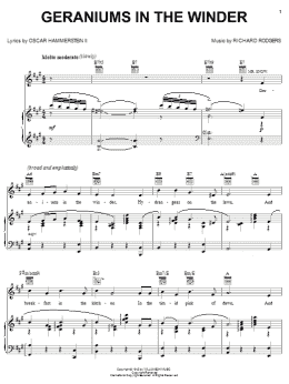 page one of Geraniums In The Winder (Piano, Vocal & Guitar Chords (Right-Hand Melody))