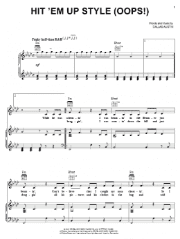 page one of Hit 'Em Up Style (Oops!) (Piano, Vocal & Guitar Chords (Right-Hand Melody))