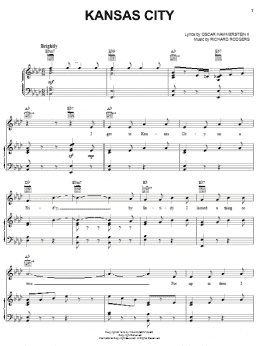 page one of Kansas City (from Oklahoma!) (Piano, Vocal & Guitar Chords (Right-Hand Melody))