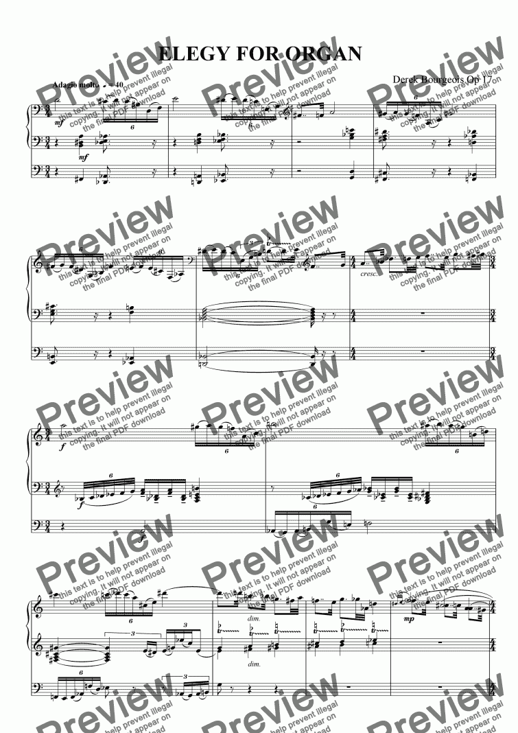 page one of Elegy for Organ