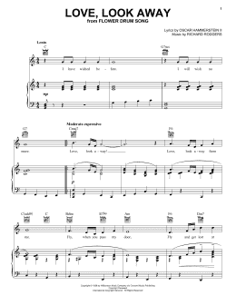 page one of Love, Look Away (Piano, Vocal & Guitar Chords (Right-Hand Melody))