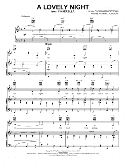 page one of A Lovely Night (from Cinderella) (Piano, Vocal & Guitar Chords (Right-Hand Melody))