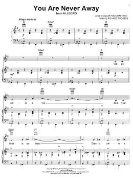 page one of You Are Never Away (Piano, Vocal & Guitar Chords (Right-Hand Melody))