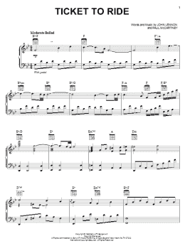 page one of Ticket To Ride (Piano, Vocal & Guitar Chords (Right-Hand Melody))