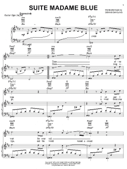 page one of Suite Madame Blue (Piano, Vocal & Guitar Chords (Right-Hand Melody))