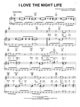 page one of I Love The Night Life (Piano, Vocal & Guitar Chords (Right-Hand Melody))