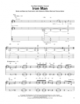 page one of Iron Man (Guitar Tab)