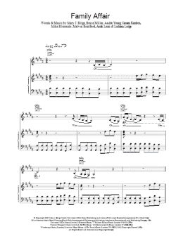 page one of Family Affair (Piano, Vocal & Guitar Chords)