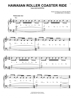 page one of Hawaiian Roller Coaster Ride (from Lilo & Stitch) (Easy Piano)
