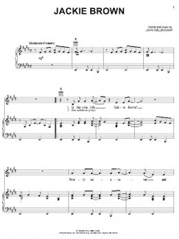 page one of Jackie Brown (Piano, Vocal & Guitar Chords (Right-Hand Melody))