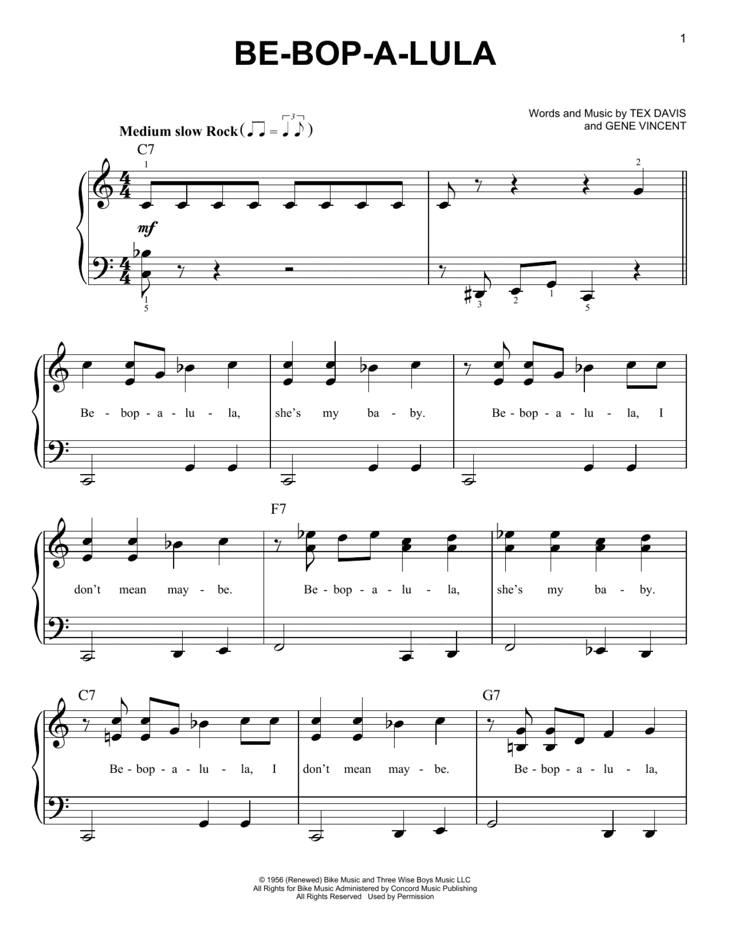 Be-Bop-A-Lula (Very Easy Piano)