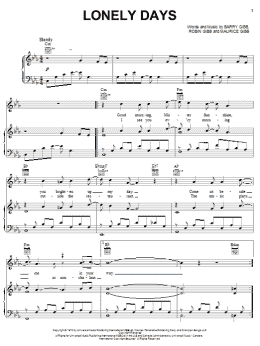 page one of Lonely Days (Piano, Vocal & Guitar Chords (Right-Hand Melody))