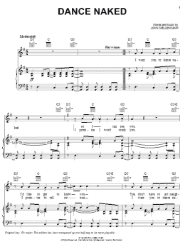 page one of Dance Naked (Piano, Vocal & Guitar Chords (Right-Hand Melody))