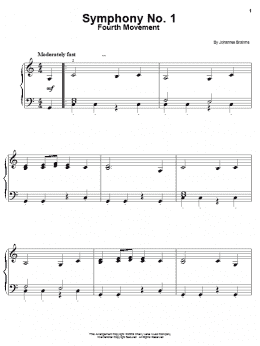 page one of Symphony No. 1 in C Minor, Fourth Movement Excerpt (Easy Piano)