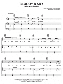 page one of Bloody Mary (A Note On Apathy) (Piano, Vocal & Guitar Chords (Right-Hand Melody))