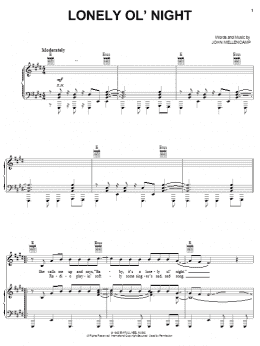 page one of Lonely Ol' Night (Piano, Vocal & Guitar Chords (Right-Hand Melody))