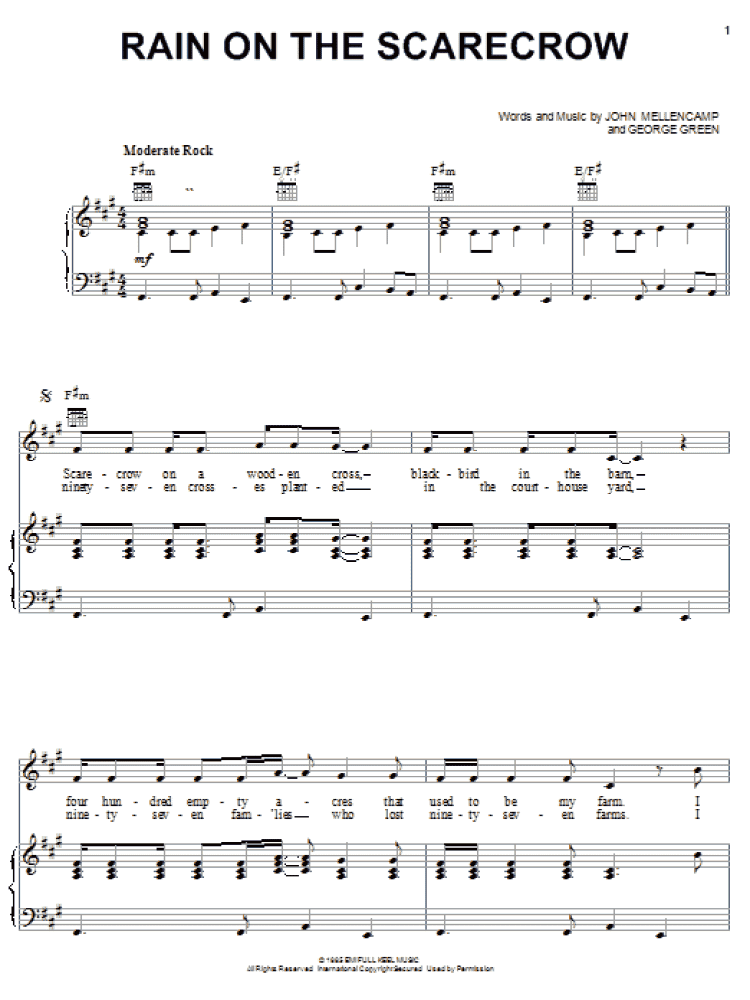 Rain On The Scarecrow (Piano, Vocal & Guitar Chords (Right-Hand Melody))