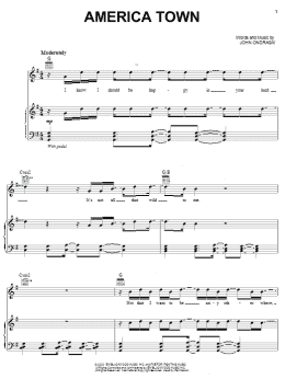 page one of America Town (Piano, Vocal & Guitar Chords (Right-Hand Melody))