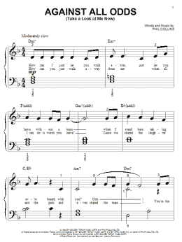 page one of Against All Odds (Take A Look At Me Now) (Big Note Piano)