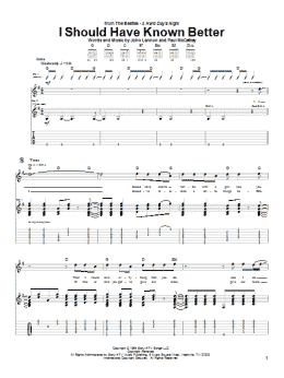 page one of I Should Have Known Better (Guitar Tab)