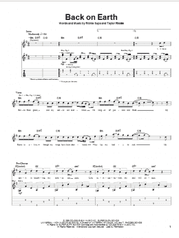 page one of Back On Earth (Guitar Tab)