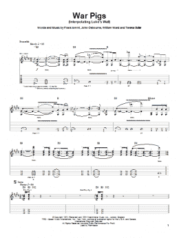 page one of War Pigs (Interpolating Luke's Wall) (Guitar Tab)