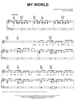 page one of My World (Piano, Vocal & Guitar Chords (Right-Hand Melody))