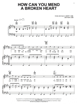 page one of How Can You Mend A Broken Heart (Piano, Vocal & Guitar Chords (Right-Hand Melody))