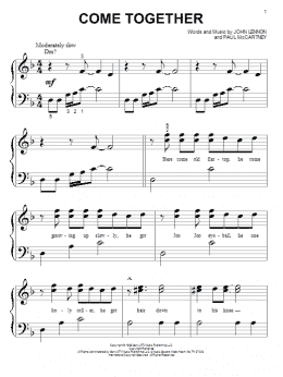 page one of Come Together (Big Note Piano)