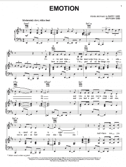page one of Emotion (Piano, Vocal & Guitar Chords (Right-Hand Melody))