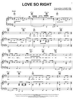 page one of Love So Right (Piano, Vocal & Guitar Chords (Right-Hand Melody))