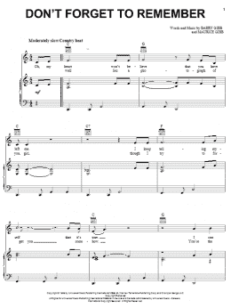 page one of Don't Forget To Remember (Piano, Vocal & Guitar Chords (Right-Hand Melody))