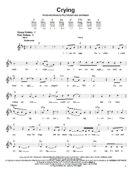page one of Crying (Easy Guitar)