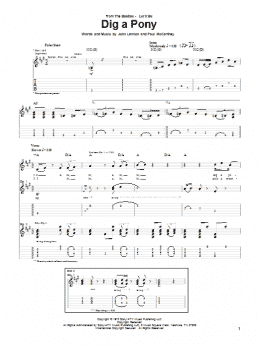 page one of Dig A Pony (Guitar Tab)