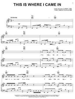 page one of This Is Where I Came In (Piano, Vocal & Guitar Chords (Right-Hand Melody))