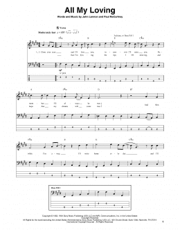 page one of All My Loving (Bass Guitar Tab)
