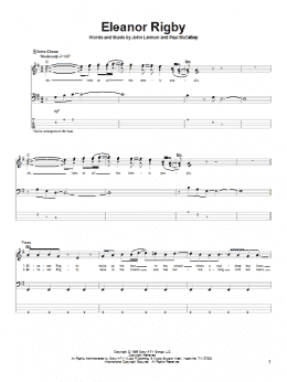 page one of Eleanor Rigby (Bass Guitar Tab)