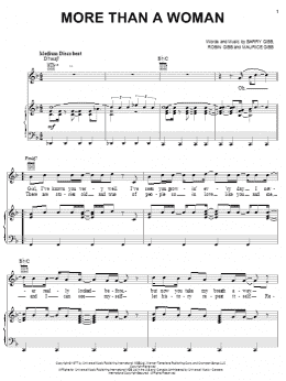page one of More Than A Woman (Piano, Vocal & Guitar Chords (Right-Hand Melody))