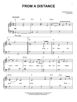 page one of From A Distance (Easy Piano)