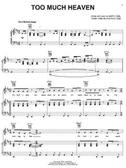page one of Too Much Heaven (Piano, Vocal & Guitar Chords (Right-Hand Melody))