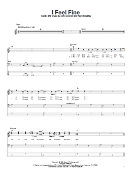 page one of I Feel Fine (Bass Guitar Tab)