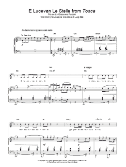 page one of E Lucevan Le Stelle from Tosca (Piano, Vocal & Guitar Chords)