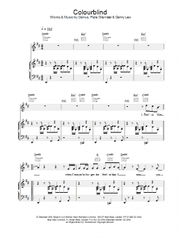 page one of Colourblind (Piano, Vocal & Guitar Chords)