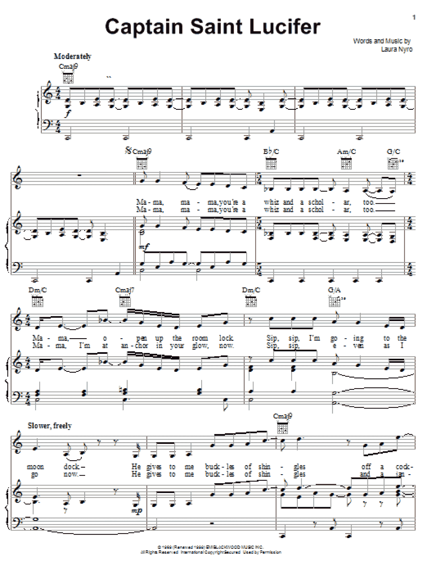 Captain Saint Lucifer (Piano, Vocal & Guitar Chords (Right-Hand Melody))